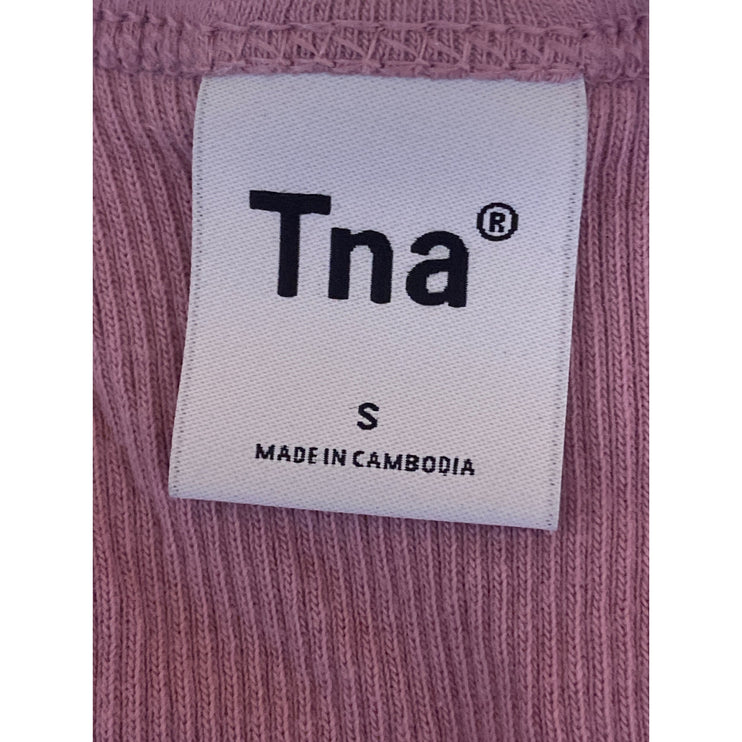 Aritzia TNA Pink Sculpt Ribbed Knit Sleeveless Scoop Cami Tank Crop Top Size S
