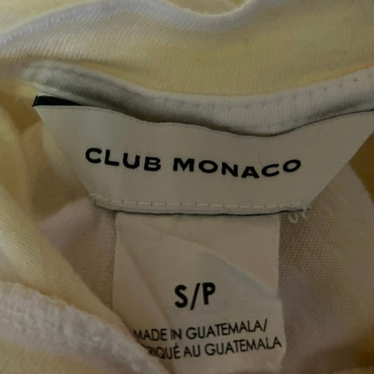Club Monaco Women's Yellow White Striped Short Sleeve T Shirt Tee Top Size S
