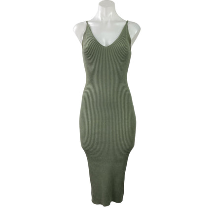 Princess Polly Olive Green Sleeveless Ribbed Knit Camisole Midi Bodycon Dress S