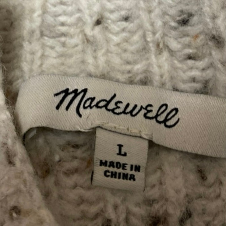 Madewell Women's Gray Ribbed Knit Mock Neck Long Sleeve Sweater Top Size L