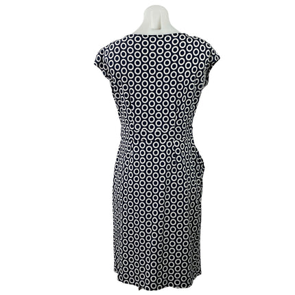 Boden Womens Blue White Polka Dots Short Cap Sleeve Pleated Midi Sheath Dress 8