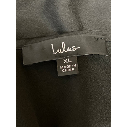 Lulus Women's Black Silky Satin Lace Trim Cowl Neck Sleeveless Cami Tank Top XL