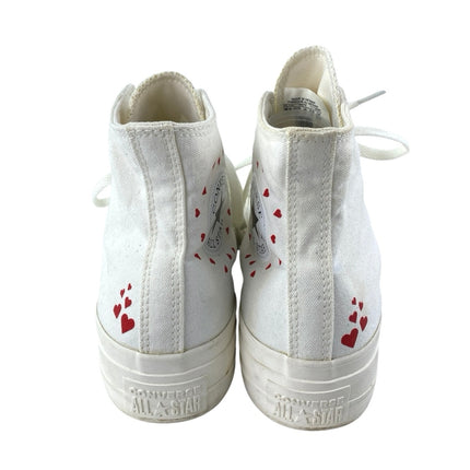Converse Chuck Taylor All-Star Lift Womens White Heart Print High Top Sneakers 8