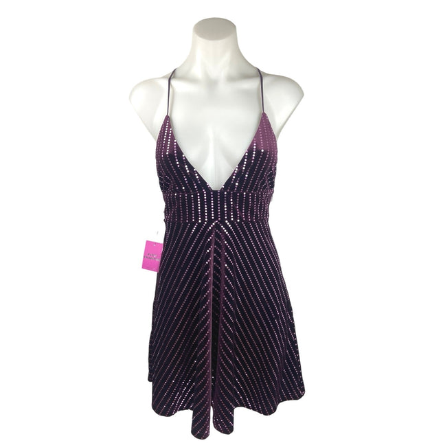 Forever 21 NWT Purple Velvet Sequin Plunging V-neck Crossback Strap Mi Brie Forever 21 NWT Purple Velvet Sequin Plunging V-neck Crossback Strap Mi Brie