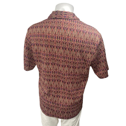 Zara Men's Multicolor Tribal Aztec Short Sleeve Collar Button Down Shirt Top L