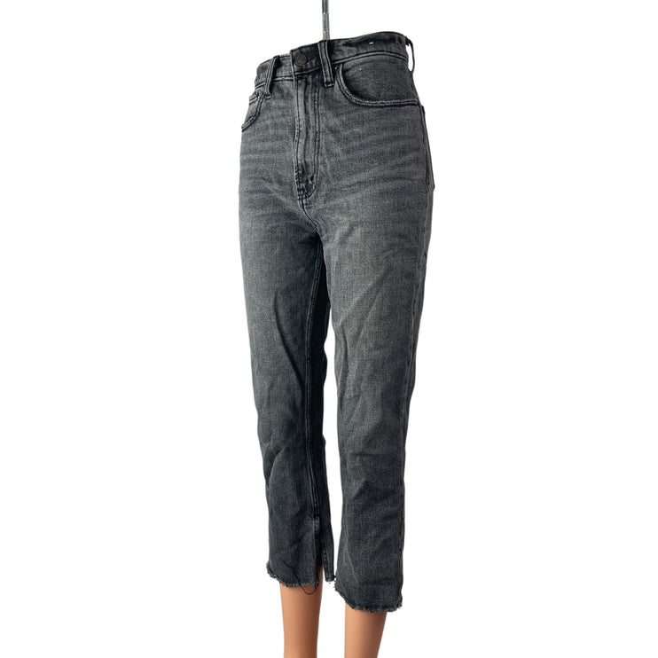Abercrombie & Fitch The Ankle Straight Ultra High Rise Black Crop Denim Jeans 25