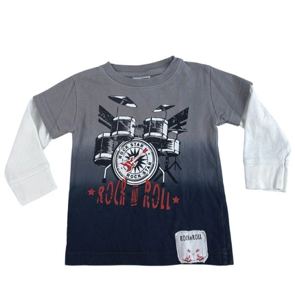 Mish Boys Rock n Roll Baby Toddler Gray Long Sleeve Crew Neck Tee Tshirt Top 18M