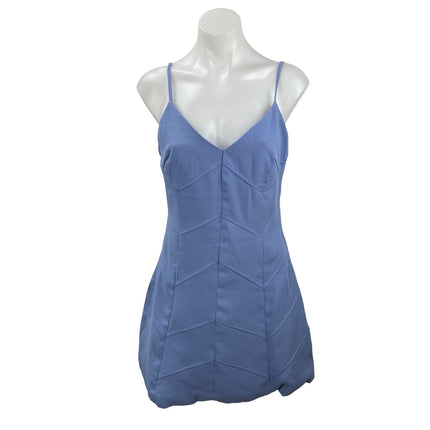 Dee Elly Women's Blue Chevron Seam Sleeveless V Neck Mini Tank A-Line Dress Sz S