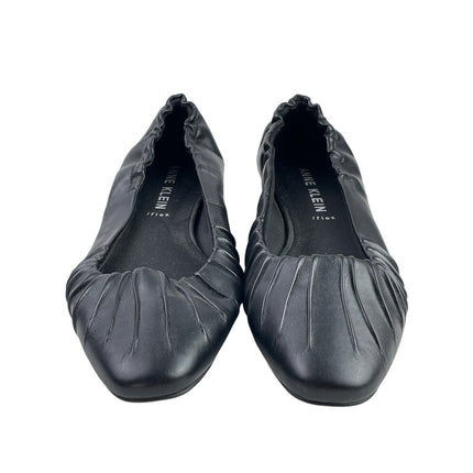 Anne Klein Crystell Women's Black Faux Leather Vegan Ballet Flat Shoes Size 10M