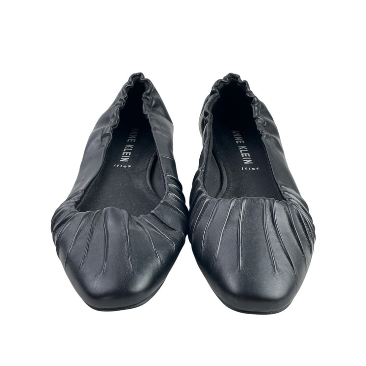 Anne Klein Crystell Women's Black Faux Leather Vegan Ballet Flat Shoes Size 10M