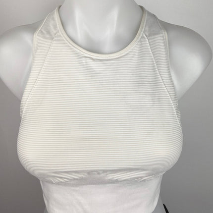 Lululemon White High Neck Racerback Ribbed Knit Athletic Yoga Crop Top Size S