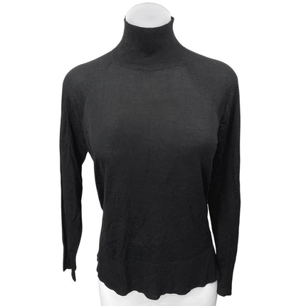 Zara Women Black Turtleneck Knit Stretch Long Sleeve Pullover Sweater Top Size S