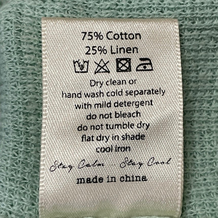 ID Menswear Men's Green Linen Knit Short Sleeve Golf Polo Sweater Top Size L