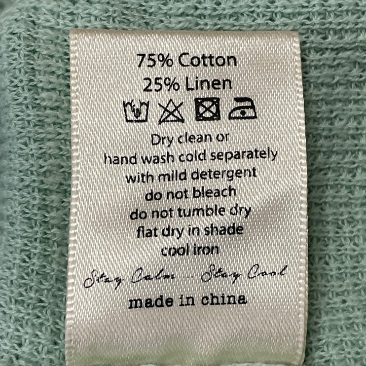 ID Menswear Men's Green Linen Knit Short Sleeve Golf Polo Sweater Top Size L
