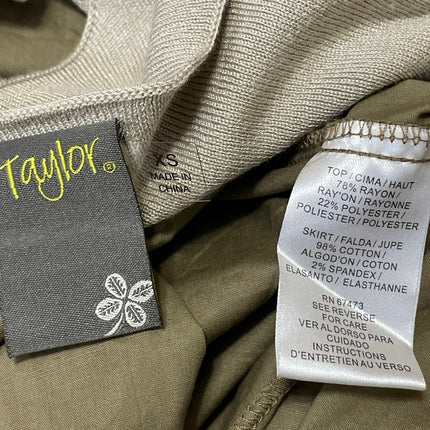 Taylor Beige Taupe Sleeveless Two Tone Ribbed Knit Drop Waist Maxi Dress Size XS