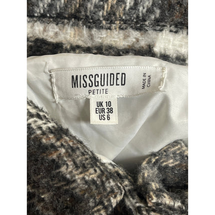 Missguided Gray Wool Plaid Collared Long Sleeve Button Down Shirt Coat Jacket 6