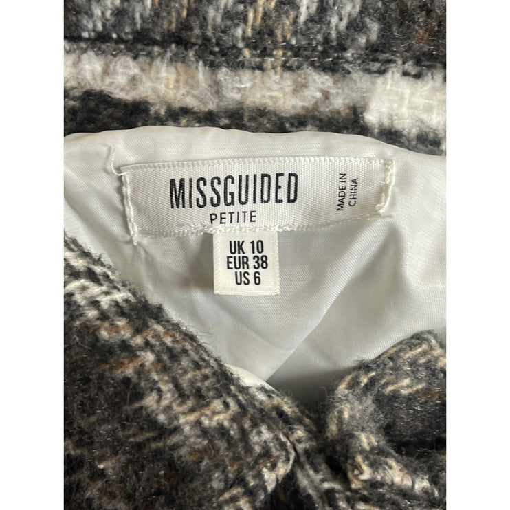 Missguided Gray Wool Plaid Collared Long Sleeve Button Down Shirt Coat Jacket 6