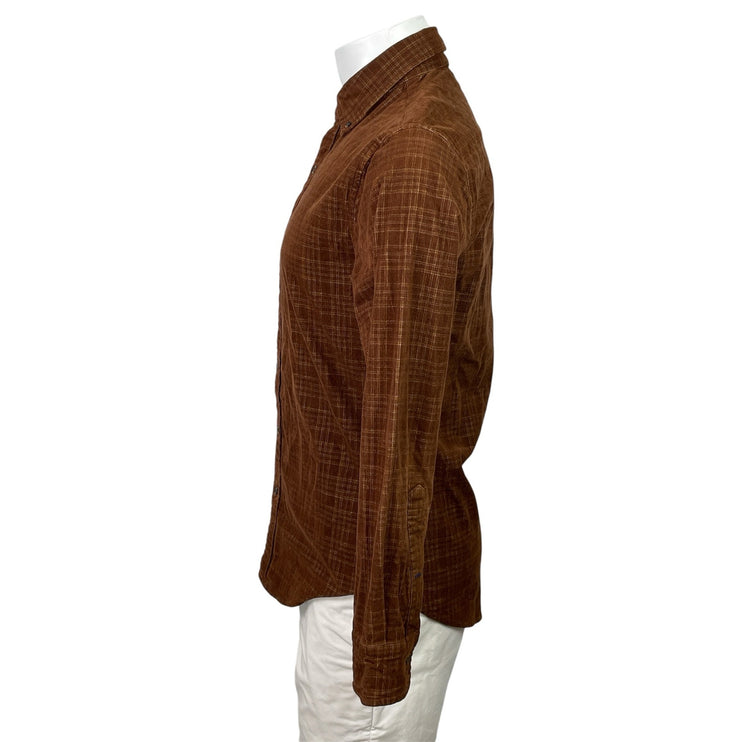 Bonobos Men's Brown Slim Fit Plaid Long Sleeve Button Down Shirt Top Size S