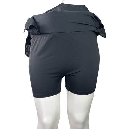 NEW Adidas Black Elastic Waist Zip Pocket Athletic Tennis Frill Skort Skirt 1X