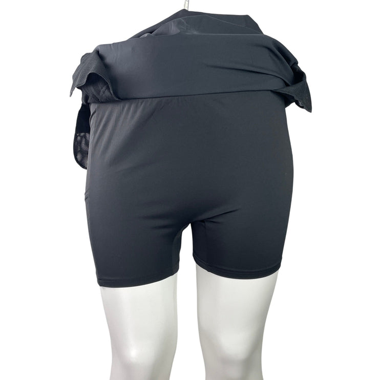 NEW Adidas Black Elastic Waist Zip Pocket Athletic Tennis Frill Skort Skirt 1X