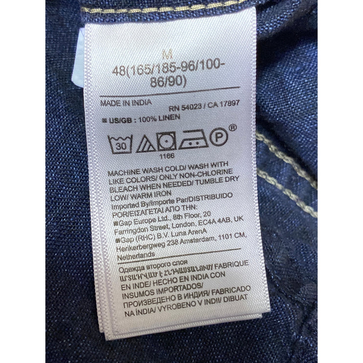 Banana Republic 100% Linen Men's Blue Short Sleeve Button Down Shirt Top Size M