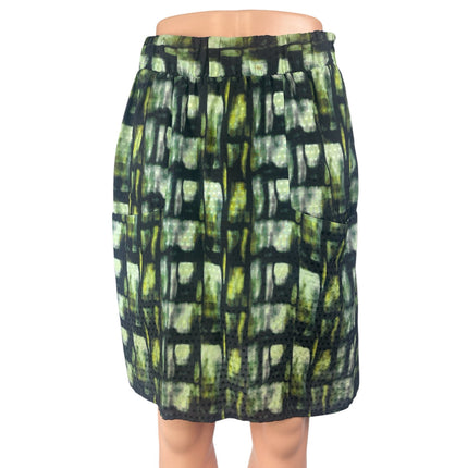 Mina Stone Green Abstract Print High Rise Knee Length Straight Pencil Skirt Sz S