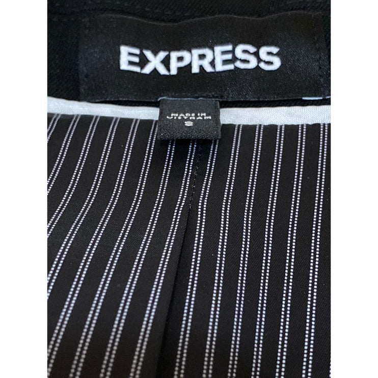 Express Women's Black Long Sleeve Notch Collar One Button Blazer Coat Jacket S