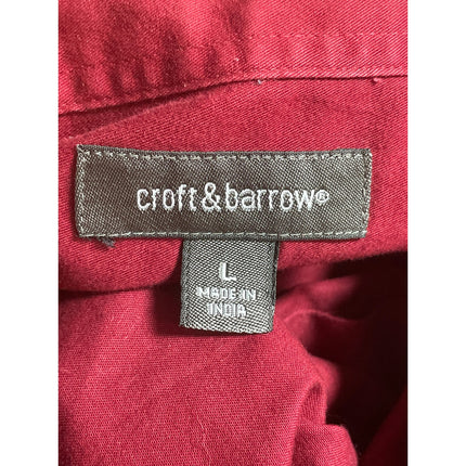 Croft & Barrow Men's Red Collared Long Sleeve Button Down Dress Shirt Top Size L