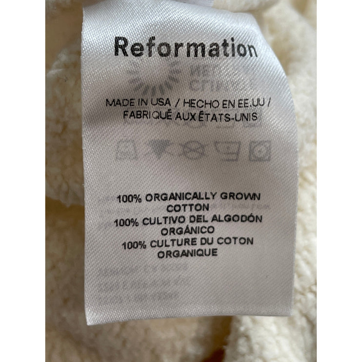 Reformation White Fleece High Waist Tapered Leg Trousers Joggers Sweat Pants XS