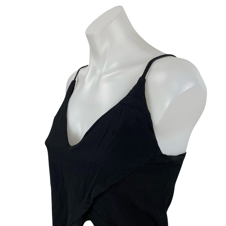 Tobi Women's Black Sleeveless V Neck Asymmetrical Crop Cami Camisole Tank Top S