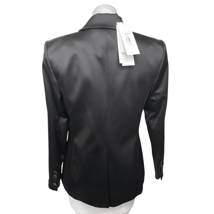 NEW Veronica Beard Miller Dickey Black Satin Double Breasted Blazer Jacket Sz 8