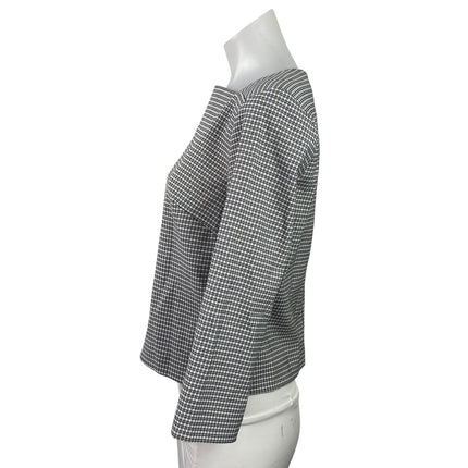 Rachel Zoe Women's Gray Plaid Long Sleeve Boat Neck Zip Work Blouse Top Size S