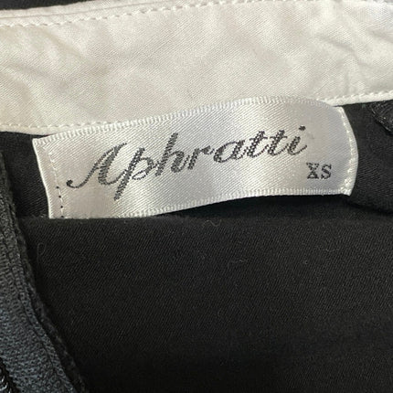 Aphratti Black Collared Pleated Short Sleeve Mini Fit & Flared Skater Dress XS