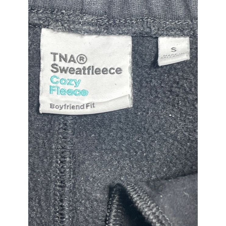 Aritzia TNA Sweatfleece Black Boyfirnd Fit Elastic Waist Mini Sweat Shorts Sz S