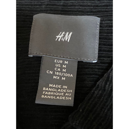 H&M Men's Black Corduroy Collared Long Sleeve Button Down Shirt Shacket Top Sz M
