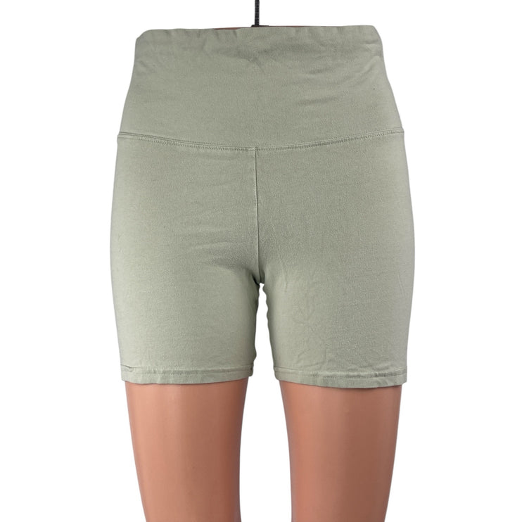 Aritzia Tna Womens Green High Waisted Activewear Sports Yoga Biker Shorts Size M