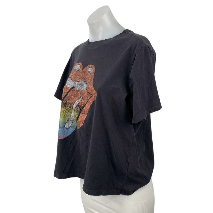 H&M The Rolling Stones Women's Rainbow Graphic Short Sleeve Tee T-Shirt Top XL
