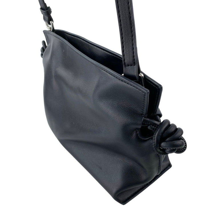 NEW Tiffany & Fred Black Leather Loewe Flamenco Dupe Crossbody Clutch Bag OS