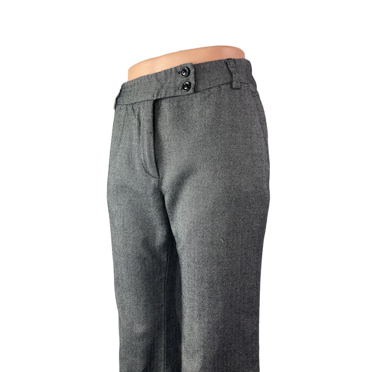 Max Mara Women's Gray Wool Mid Rise Flare Wide Leg Trousers Office Dress Pants 6