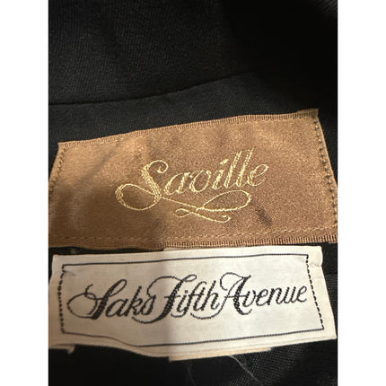 Saville 100% Wool Womens Black Double Breasted Long Sleeve Blazer Coat Jacket 12
