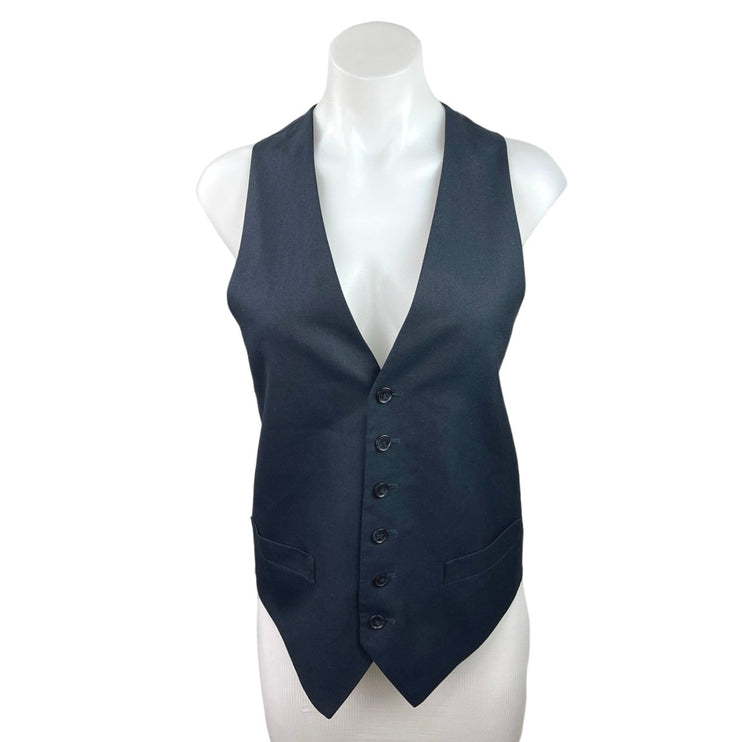 Tommy Hilfiger Navy Blue Deep V Pockets Sleeveless Button Up Vest Top Size S/M/L