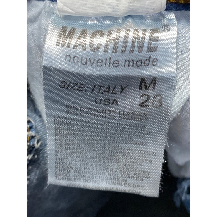 Machine Nouvelle Mode Blue Lace Up Distressed Frayed hem Mini Denim Skirt Sz 28