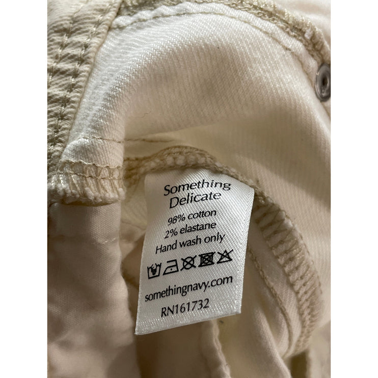 Something Navy Women's Beige White Colorblock Wide Leg Trousers Pants Size S