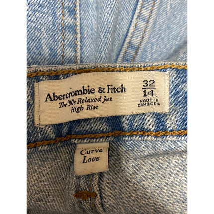 Abercrombie & Fitch The 90s Relaxed High Rise Blue Straight Denim Jeans Size 32