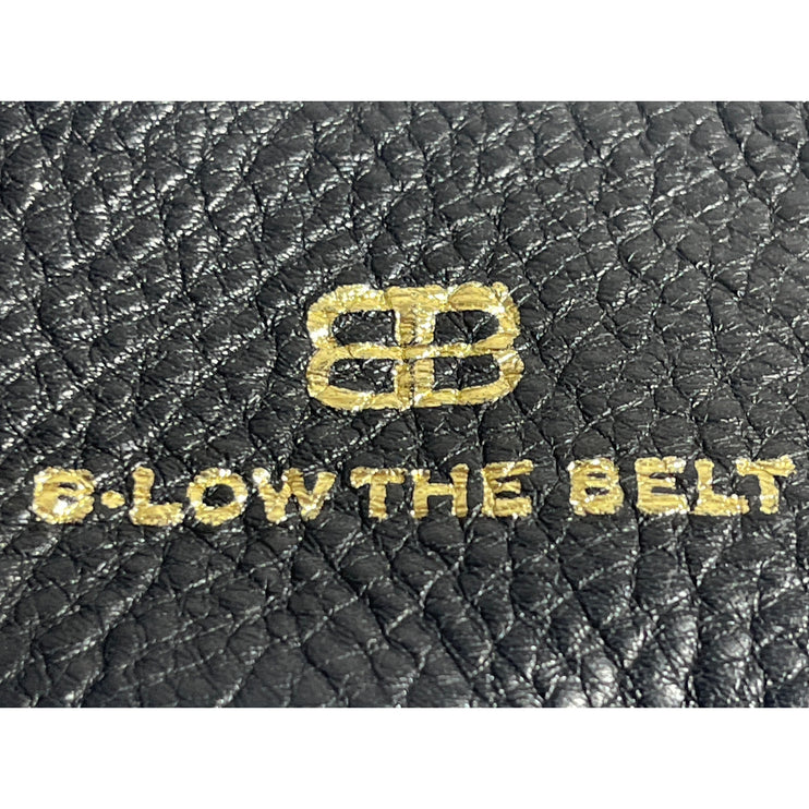 BTB B-low The Belt Black 100% Leather Pebbled Gold Buckle Waist Belt Size OS