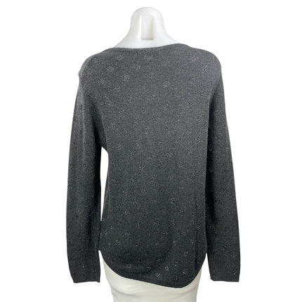 MANGO Basics Black Gray Long Sleeve Knit Subtle Pullover Sweater Top Size M