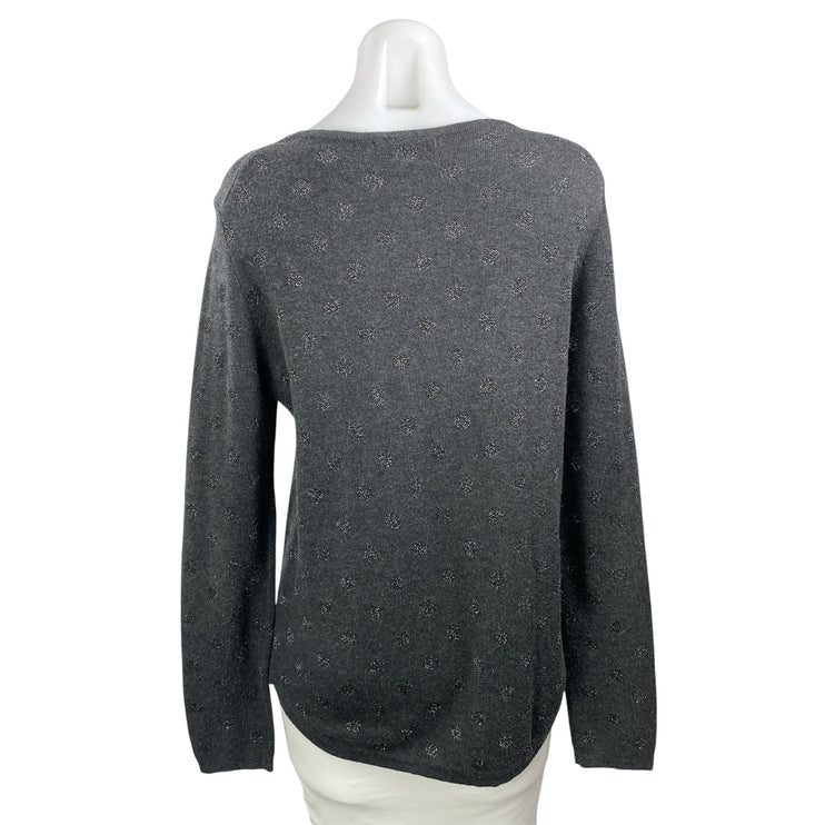 MANGO Basics Black Gray Long Sleeve Knit Subtle Pullover Sweater Top Size M