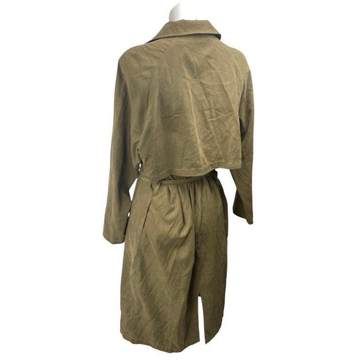 Vero Moda Women's Green Belted Tie Waist Collar Long Sleeve Trench Coat Jacket L