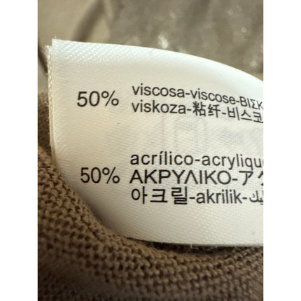 Zara Women's Beige Tan Metallic Long Sleeve Crew Neck Pullover Sweater Top Sz S