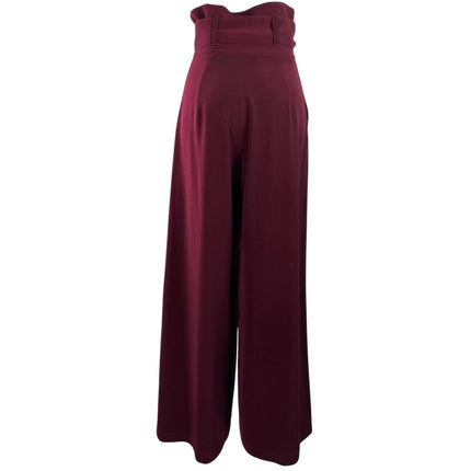 Julia Allert Women Red High Waisted Tie Paperbag Wide Leg Trousers Pants SIze XS